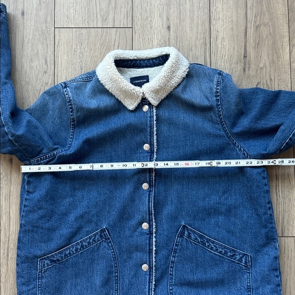 J. Crew Blue Denim Jacket with Cream Sherpa Lining Women’s XL - Picture 6 of 13